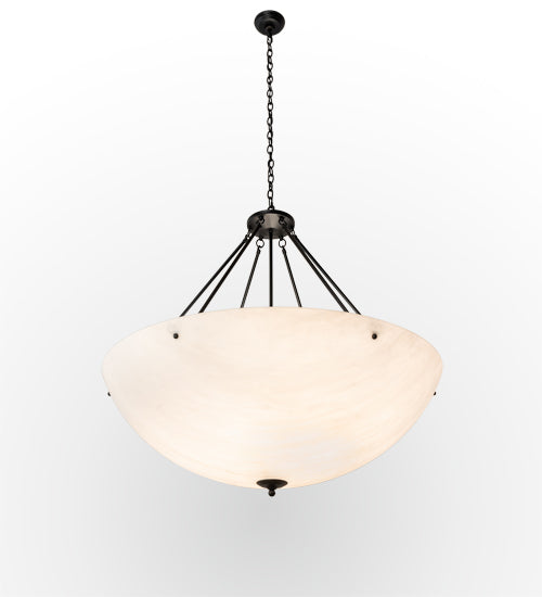Meyda Lighting Madison 44" 8-Light Textured Black Inverted Pendant Light With Whitestone Idalight Shade