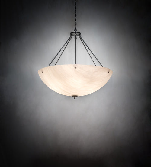 Meyda Lighting Madison 44" 8-Light Textured Black Inverted Pendant Light With Whitestone Idalight Shade