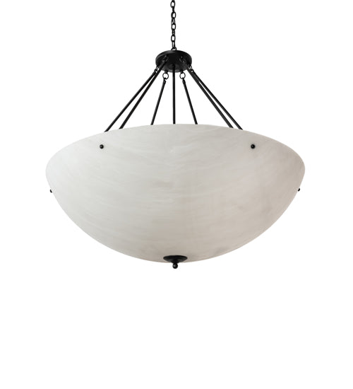 Meyda Lighting Madison 44" 8-Light Textured Black Inverted Pendant Light With Whitestone Idalight Shade