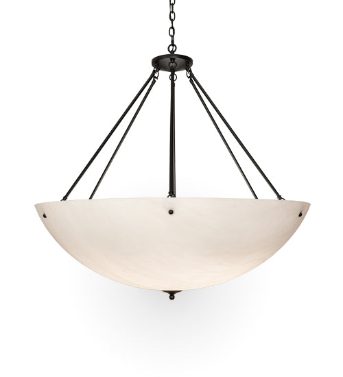 Meyda Lighting Madison 44" 8-Light Textured Black Inverted Pendant Light With Whitestone Idalight Shade