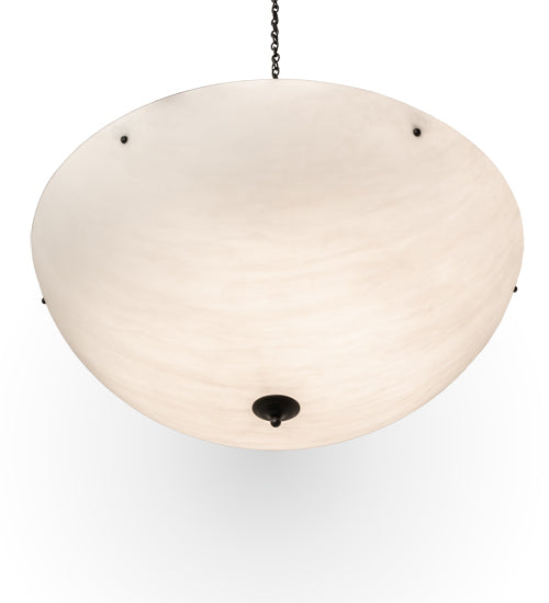 Meyda Lighting Madison 44" 8-Light Textured Black Inverted Pendant Light With Whitestone Idalight Shade