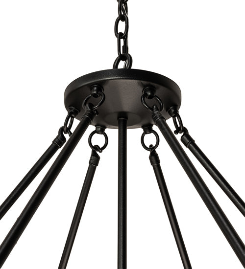 Meyda Lighting Madison 44" 8-Light Textured Black Inverted Pendant Light With Whitestone Idalight Shade