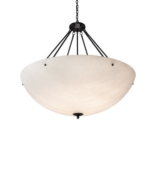 Meyda Lighting Madison 44" 8-Light Textured Black Inverted Pendant Light With Whitestone Idalight Shade
