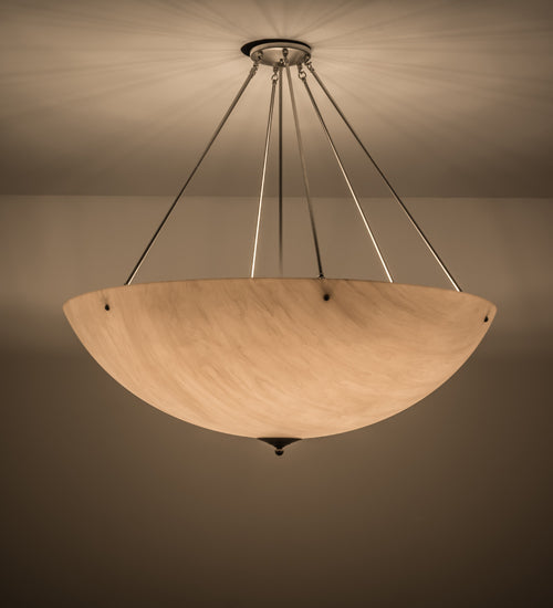 Meyda Lighting Madison 48" 8-Light Nickel Semi-flush Mount Light With Whitestone Idalight Shade Glass