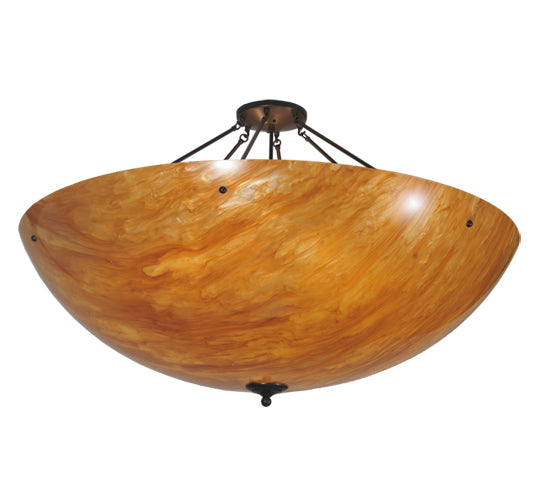 Meyda Lighting Madison 48" 8-Light Timeless Bronze Semi-flush Mount Ceiling Light With Beige Mica Shade Glass