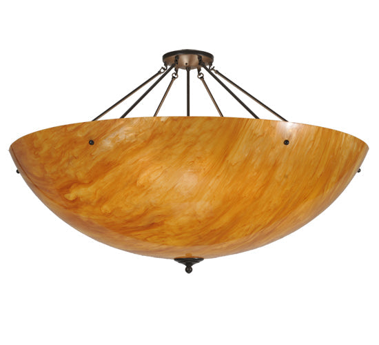 Meyda Lighting Madison 48" 8-Light Timeless Bronze Semi-flush Mount Ceiling Light With Beige Mica Shade Glass