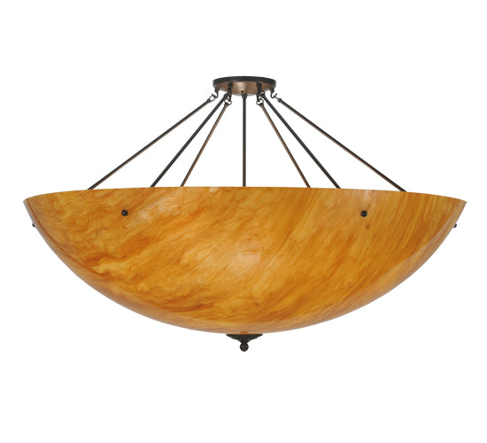 Meyda Lighting Madison 48" 8-Light Timeless Bronze Semi-flush Mount Ceiling Light With Beige Mica Shade Glass