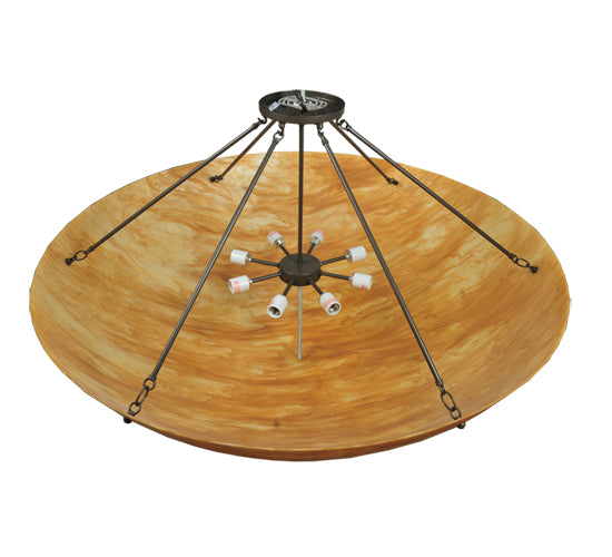 Meyda Lighting Madison 48" 8-Light Timeless Bronze Semi-flush Mount Ceiling Light With Beige Mica Shade Glass