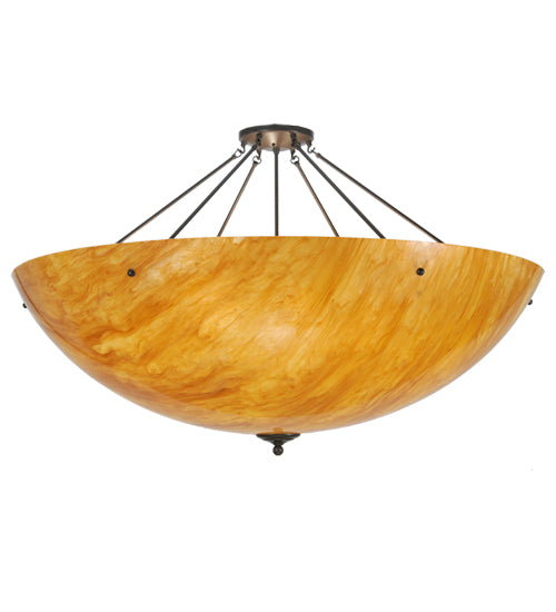 Meyda Lighting Madison 48" 8-Light Timeless Bronze Semi-flush Mount Ceiling Light With Beige Mica Shade Glass