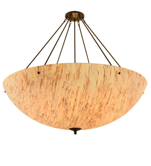 Meyda Lighting Madison 48" 8-Light Timeless Bronze Semi-flush Mount Ceiling Light With Beige Travertine Idalight Shade