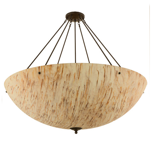 Meyda Lighting Madison 48" 8-Light Timeless Bronze Semi-flush Mount Ceiling Light With Beige Travertine Idalight Shade