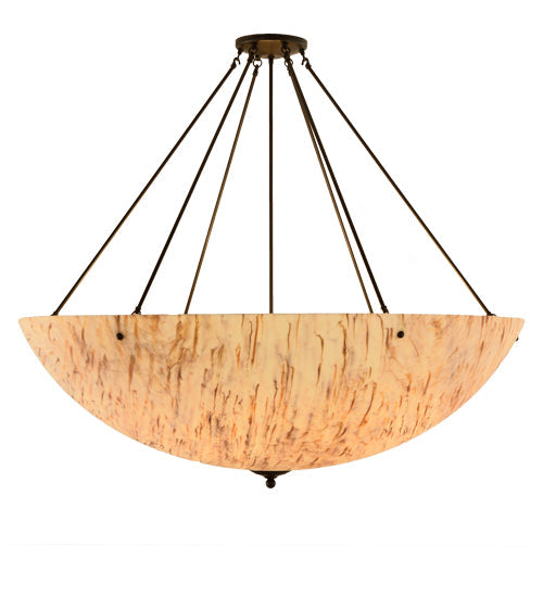 Meyda Lighting Madison 48" 8-Light Timeless Bronze Semi-flush Mount Ceiling Light With Beige Travertine Idalight Shade