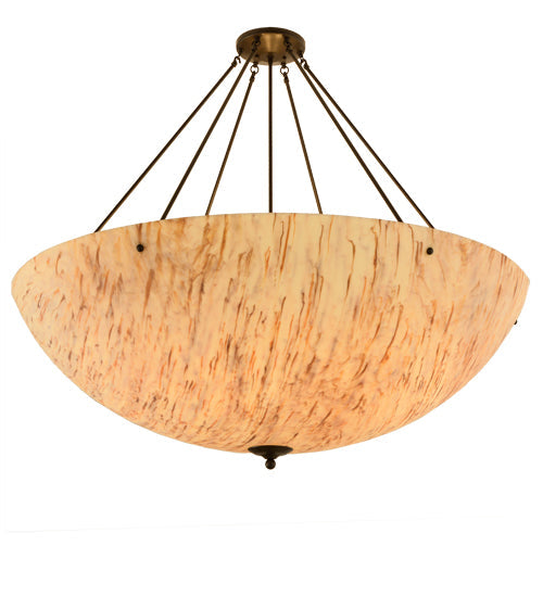 Meyda Lighting Madison 48" 8-Light Timeless Bronze Semi-flush Mount Ceiling Light With Beige Travertine Idalight Shade