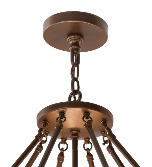 Meyda Lighting Madison 60" 10-Light Mahogany Bronze Inverted Pendant Light With Beige Travertine Idalight Shade Glass
