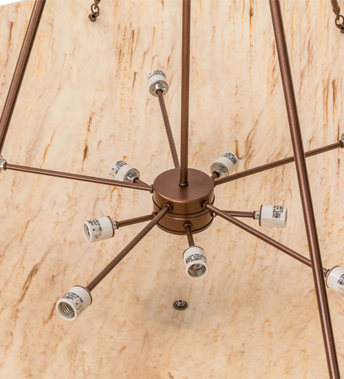 Meyda Lighting Madison 60" 10-Light Mahogany Bronze Inverted Pendant Light With Beige Travertine Idalight Shade Glass