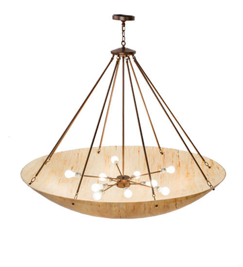 Meyda Lighting Madison 60" 10-Light Mahogany Bronze Inverted Pendant Light With Beige Travertine Idalight Shade Glass