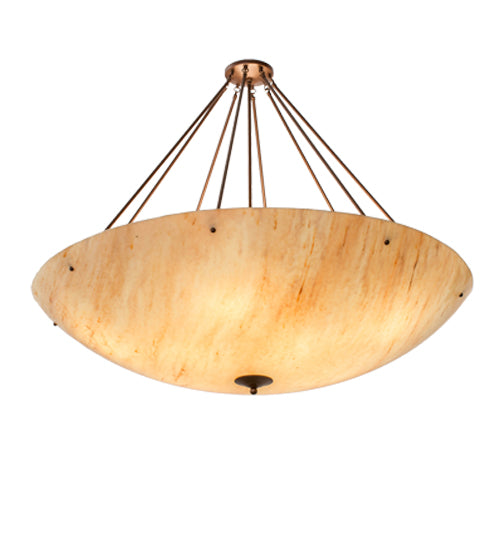 Meyda Lighting Madison 60" 10-Light Mahogany Bronze Inverted Pendant Light With Beige Travertine Idalight Shade Glass