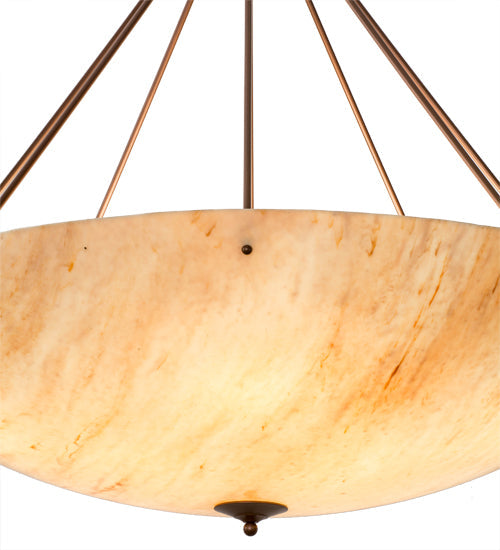 Meyda Lighting Madison 60" 10-Light Mahogany Bronze Inverted Pendant Light With Beige Travertine Idalight Shade Glass