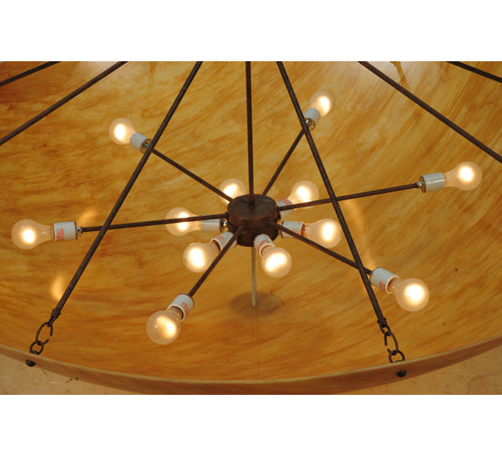 Meyda Lighting Madison 60" 12-Light Antique Rust Inverted Pendant Light With Ambra Siena Idalight Shade