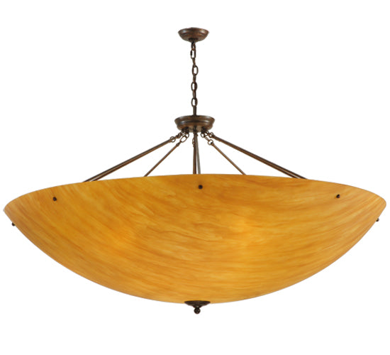 Meyda Lighting Madison 60" 12-Light Antique Rust Inverted Pendant Light With Ambra Siena Idalight Shade