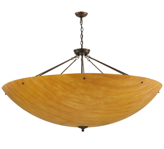 Meyda Lighting Madison 60" 12-Light Antique Rust Inverted Pendant Light With Ambra Siena Idalight Shade