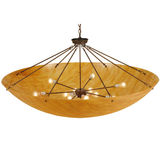 Meyda Lighting Madison 60" 12-Light Antique Rust Inverted Pendant Light With Ambra Siena Idalight Shade