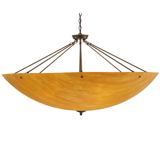 Meyda Lighting Madison 60" 12-Light Antique Rust Inverted Pendant Light With Ambra Siena Idalight Shade