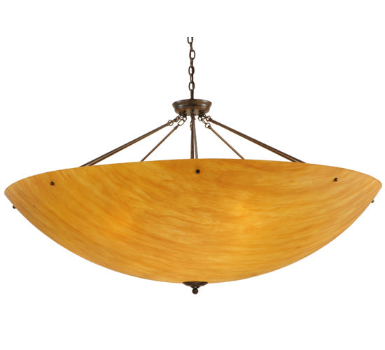 Meyda Lighting Madison 60" 12-Light Antique Rust Inverted Pendant Light With Ambra Siena Idalight Shade