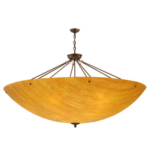 Meyda Lighting Madison 60" 12-Light Antique Rust Inverted Pendant Light With Ambra Siena Idalight Shade