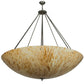 Meyda Lighting Madison 60" 12-Light Nickel Inverted Pendant Light With Beige Travertine Idalight Shade Glass
