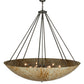 Meyda Lighting Madison 60" 12-Light Nickel Inverted Pendant Light With Beige Travertine Idalight Shade Glass