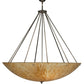 Meyda Lighting Madison 60" 12-Light Nickel Inverted Pendant Light With Beige Travertine Idalight Shade Glass