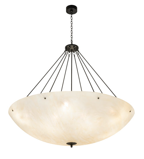 Meyda Lighting Madison 60" 12-Light Textured Black Inverted Pendant Light With Sahara Taupe Idalight Shade