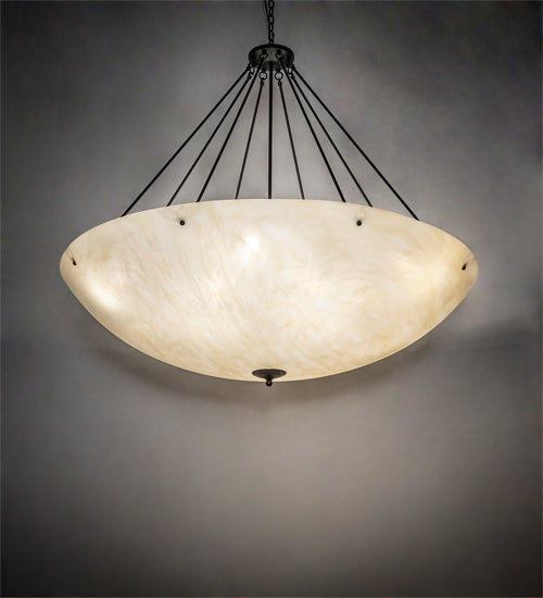 Meyda Lighting Madison 60" 12-Light Textured Black Inverted Pendant Light With Sahara Taupe Idalight Shade