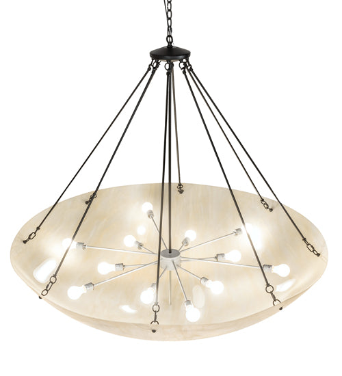 Meyda Lighting Madison 60" 12-Light Textured Black Inverted Pendant Light With Sahara Taupe Idalight Shade