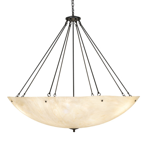 Meyda Lighting Madison 60" 12-Light Textured Black Inverted Pendant Light With Sahara Taupe Idalight Shade