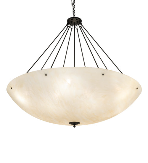 Meyda Lighting Madison 60" 12-Light Textured Black Inverted Pendant Light With Sahara Taupe Idalight Shade