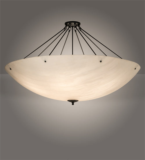 Meyda Lighting Madison 60" 12-Light Textured Black Semi-flush Mount Light With Whitestone Idalight Shade