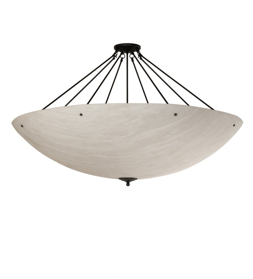 Meyda Lighting Madison 60" 12-Light Textured Black Semi-flush Mount Light With Whitestone Idalight Shade