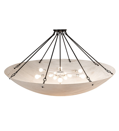 Meyda Lighting Madison 60" 12-Light Textured Black Semi-flush Mount Light With Whitestone Idalight Shade