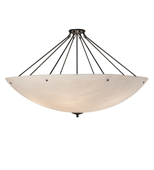 Meyda Lighting Madison 60" 12-Light Textured Black Semi-flush Mount Light With Whitestone Idalight Shade