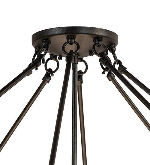 Meyda Lighting Madison 60" 12-Light Textured Black Semi-flush Mount Light With Whitestone Idalight Shade