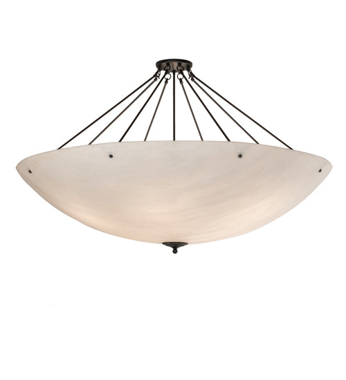 Meyda Lighting Madison 60" 12-Light Textured Black Semi-flush Mount Light With Whitestone Idalight Shade