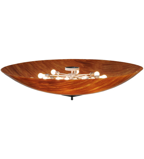 Meyda Lighting Madison 60" 12-Light Timeless Bronze Flush Mount Light With Amber Tawnyrock Idalight Shade Glass