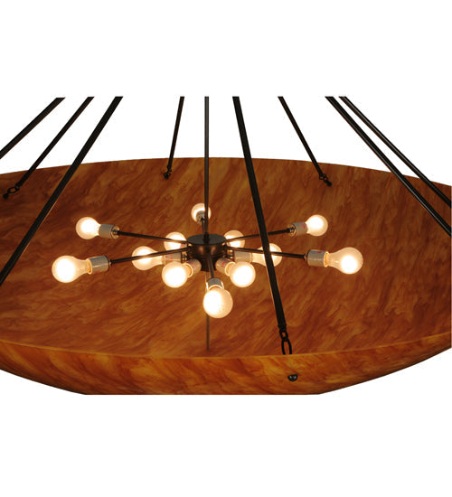 Meyda Lighting Madison 60" 12-Light Timeless Bronze Semi-flush Mount Ceiling Light With Ambra Siena Idalight Shade Glass