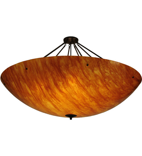 Meyda Lighting Madison 60" 12-Light Timeless Bronze Semi-flush Mount Ceiling Light With Ambra Siena Idalight Shade Glass