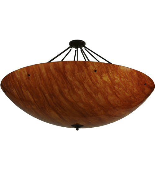 Meyda Lighting Madison 60" 12-Light Timeless Bronze Semi-flush Mount Ceiling Light With Ambra Siena Idalight Shade Glass