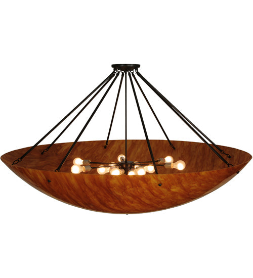 Meyda Lighting Madison 60" 12-Light Timeless Bronze Semi-flush Mount Ceiling Light With Ambra Siena Idalight Shade Glass