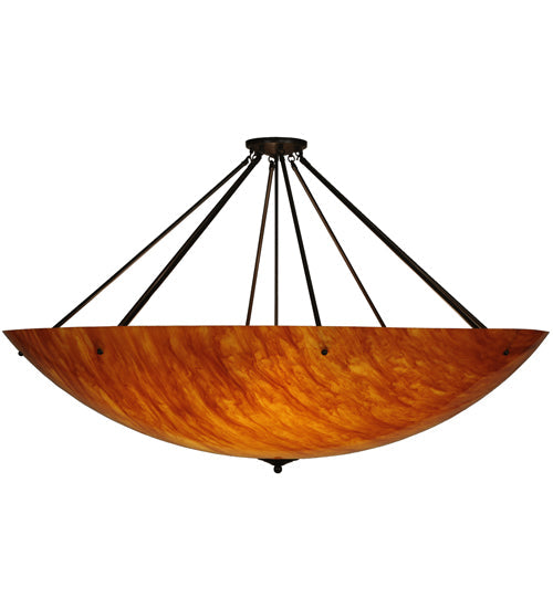 Meyda Lighting Madison 60" 12-Light Timeless Bronze Semi-flush Mount Ceiling Light With Ambra Siena Idalight Shade Glass
