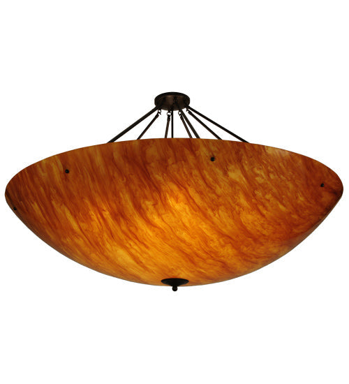 Meyda Lighting Madison 60" 12-Light Timeless Bronze Semi-flush Mount Ceiling Light With Ambra Siena Idalight Shade Glass